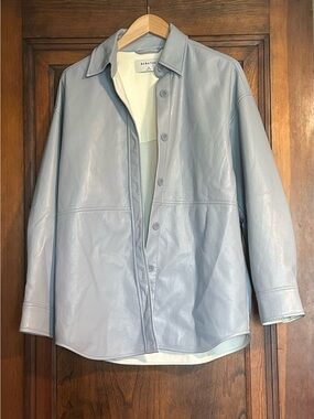 Babaton Aritzia Faux Leather Oversized Shacket Jacket Womens XS Blue Gray